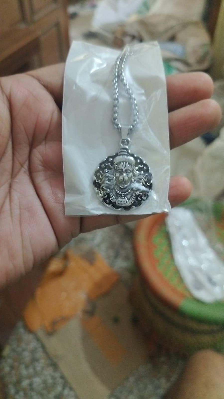 Hanuman Ji Pendant | Oxodaised Silver Chain | Weight: 300 gramLBH- 28-25-22